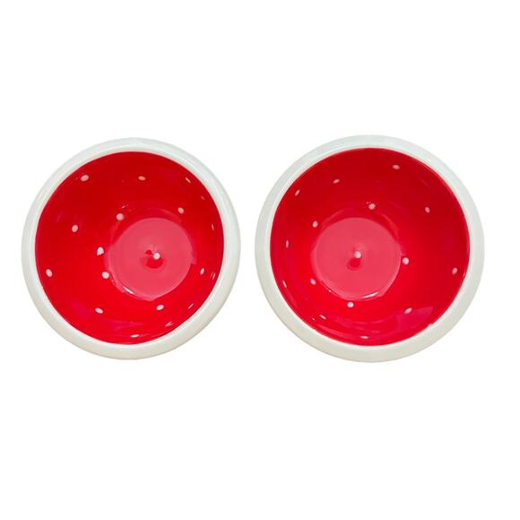 Terramoto Summer Strawberry Ceramic Dessert Prep Bowl Set of 2 NEW - Picture 5 of 9